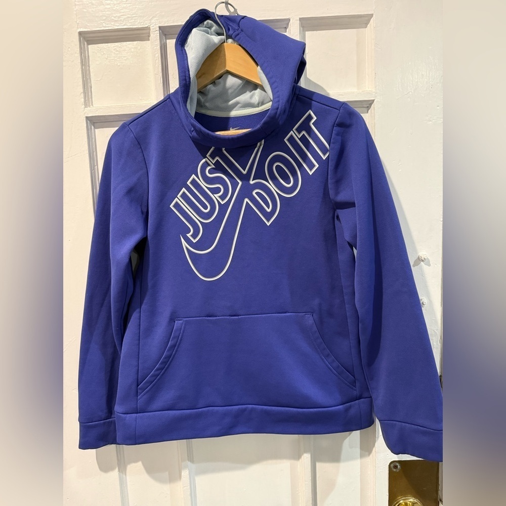 Nike Kids Purple Hoodie with 'Just Do It' Slogan